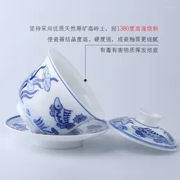 Ensembles de voies de thé en porcelaine vintage Couverture de thé en céramique Treamic Trerace Bowl Bowl Jingdezhen peint à la main de grande taille Brewing
