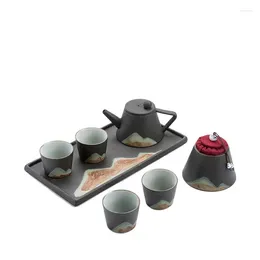 Juegos de té de té vintage de té porcelana estuche negro de regalo negro y calentador de taza filizanki do kawy zestaw bg50ts