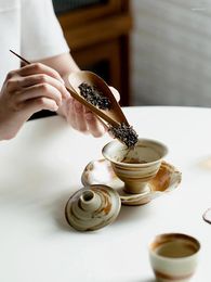 Ensembles de service à thé Wabi-sabi fœtus essoré à la main, bol à deux couvercles seulement, tasse à thé en céramique chinoise, infuseur non individuel