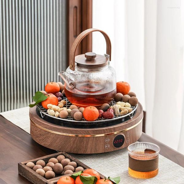 Ensembles de théirs en verre de poutre en noyer théière de thé de thé de bouettle rétro chinois rétro grand poêle électrique avec filet