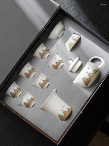 Theeservies Sets Witte Jade Porselein Koffie En Thee Hele Set Huishoudelijke Keramische Chinese Luxe High-End Cup