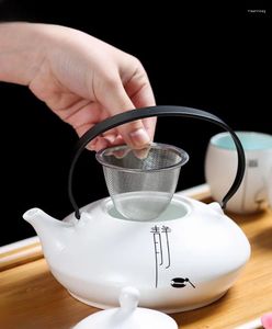 Service à thé en porcelaine blanche, théière simple, service à thé chinois pour la maison, séparation, faisceau en céramique de grande capacité