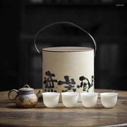 Juegos de té tapot de madera cuatro té de chorro de cordero jade literati tazas recuerdos
