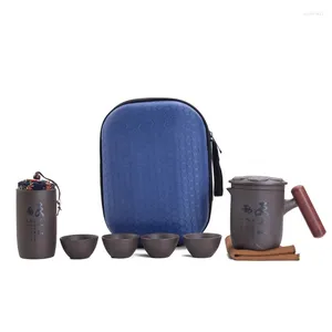 Teaware -sets Yixing Tea Set Mooie en gemakkelijke theepot Kettle Chinese reizen Portable Purple Sand Teaset Coffee Cup Wine Gaiwan