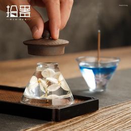 Ensembles de voies de thé Zen Immortal Flower Cover Set Glass Solder Accessoires de thé japonais Cérémony Cérémonie Encens Stick
