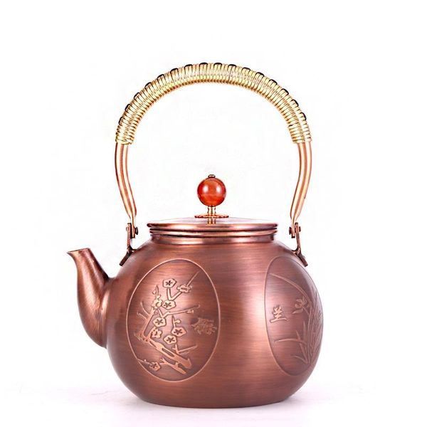 Théware theepot cuivre bouil thé métal métallique vintage rétro chinois opéra traditionnel chrysanthemum classique tèvre kettle 1000/1200 ml