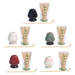 Teaware TradyCyjny Zestaw do Ubijania Matcha Ceramiczny Uchwyt do Ubijania bambusowa miarka do herbaty zestaw do Ubijania Matcha allin1