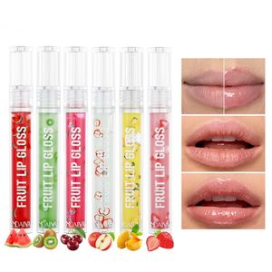 Handaiyan make-up lipolie fruit lippen gloss essentie cherry kiwi 6 kleur met vitamine E Moisturizer Voedzaam Hydraterende glanzender make-up lipgloss