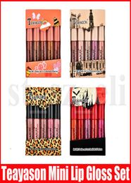 Teayason Lip Makeup Set 5 stks Mini Matte Liquid Lipstick Lipkit Lip Gloss Naakt kleur Lipgloss Make Up Kit 4 Styles7030131