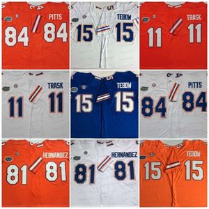Tebow 15 Florida Gators College voetbalshirts Kyle Pitts Jersey Kyle Trask Aaron Hernandez Emmitt Smith Tim Tebow Stitched Heren Oranje Blauw Wit