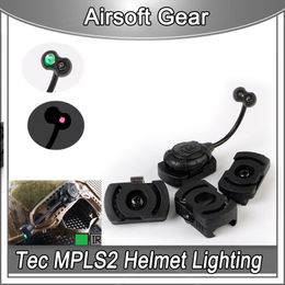 Tec MPLS2 lampe de casque Airsoft tactique chasse vert IR rouge LED lampe de casque Signal lumineux lumière extérieure pour MICH/MOLLE/Rail de 20MM/ACH-ARC
