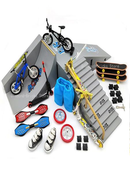 Tech-patinete de dedo de dos ruedas, Mini patinetas, juegos de piezas de rampa, tabla de bicicletas con punta BMX, cubierta de Skate, juguetes novedosos 2206085843179
