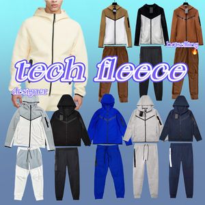 Tech Fleece Designer Mens Femme Pantalons Hommes Full-Zip Sweat à capuche Pantalon de survêtement Windrunner Veste de sport Réfléchissant Taille Cordon Poche Taping Survêtement