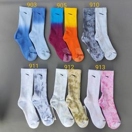 Tech Fleece Tie-Dye Hommes Chaussettes Designer Bas de mode coloré All-Match Femmes Coton respirant Football Basketball Chaussettes de sport pour hommes A1Bf #