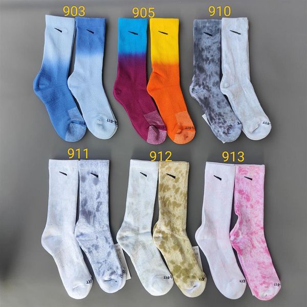 Tech Fleece Tie-Dye Calcetines para hombre Diseñador Colorido Moda Medias All-Match Para mujer Transpirable Algodón Fútbol Baloncesto Deportes S260Z