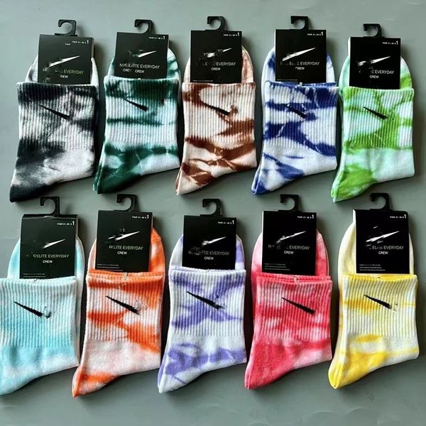 Tech fleece tie-dye calcetines para hombre diseñador calcetín colorido para mujer algodón transpirable fútbol baloncesto calcetines deportivos