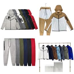 Tech Fleece trainingspak Tech Hoodie Kleur Sportkleding Broek met volledige rits Trainingspakset Dikke designerbroeken Tech Fleeces Hoodies Joggerbroeken Broeken Techfleece Heren