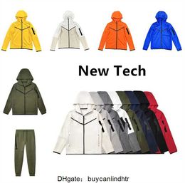 Tech Hoodies Nova Cor Sportswear Full Zip Pant Conjunto de Treino Tech Fleece Techfleeces Calças Esportivas Mens Designer Jaquetas Espaço Algodão Man Joggers Moletons