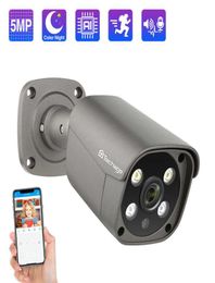 Techage 5MP Security Poe Camera AI Détection humaine Twoway Audio IP Camera IP66 Outdoor CCTV Surveillance Full Color Night P2P H096040218