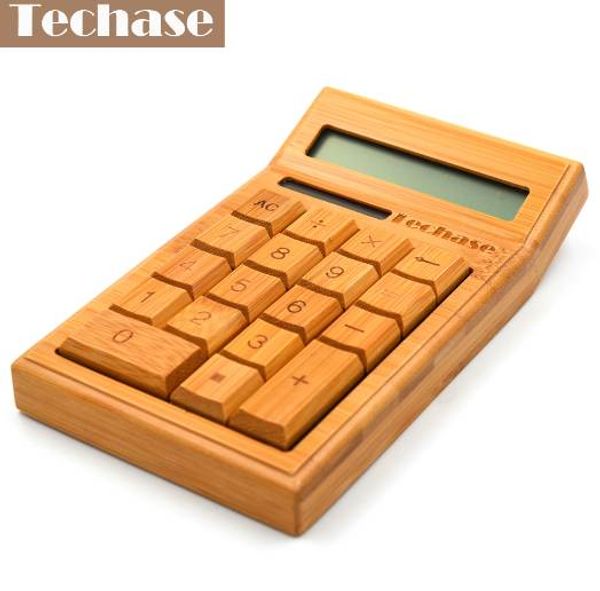 Techase CS19 Bambus-Solarrechner, Holz, wissenschaftlicher Taschenrechner, 12 Bit, 18 Tasten, Hesap-Makinesi, Finanzrechner