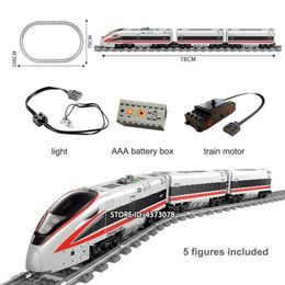 Serie técnica Tren Tren de ciudad eléctrico con pista Mini figuras Bloques de construcción educativos juguetes para niños C1115291l