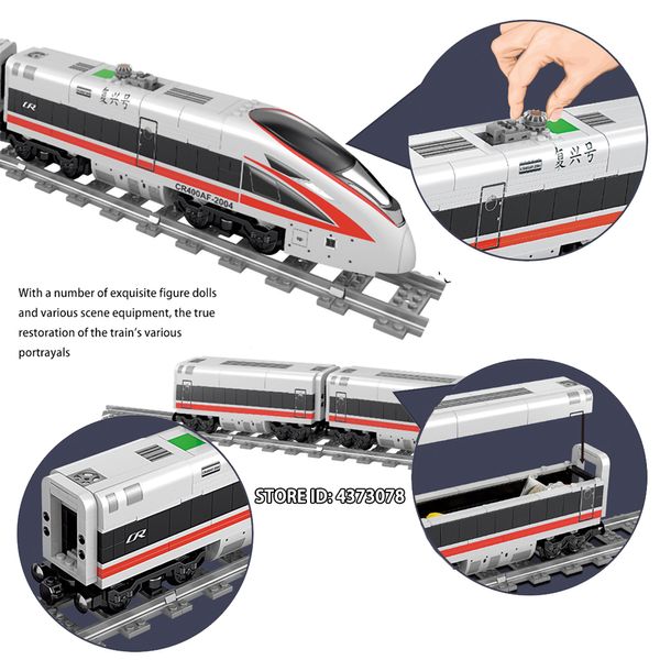 Train de série technique Train de ville électrique ensemble avec piste Mini chiffres blocs de construction éducatifs jouets pour enfants C1115312L