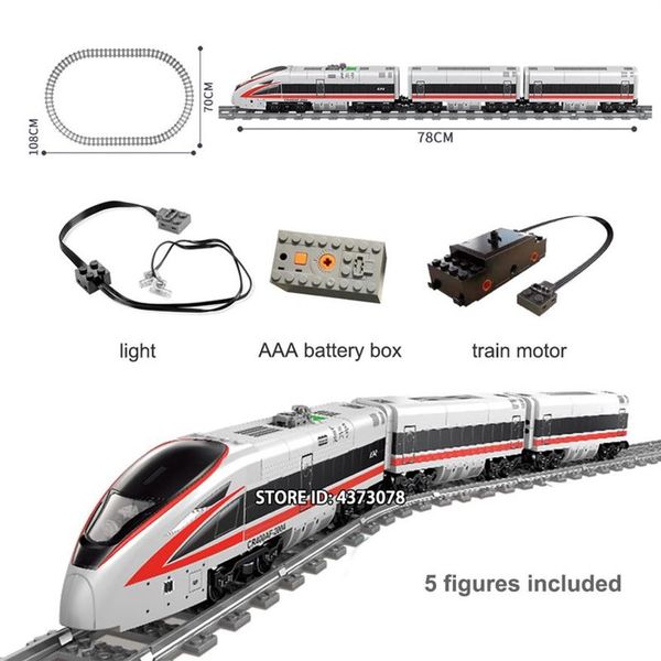 Série technique Train électrique alimenté ville Train ensemble avec piste Mini chiffres blocs de construction éducatifs jouets pour enfants C1115288t