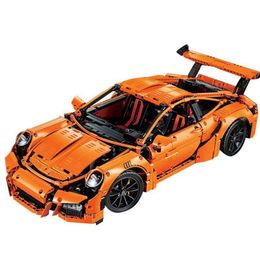Technic super racing sports car 20001 Orange MOC bloques de construcción ladrillos 2 juguetes para niños regalos de navidad LJ200925247q