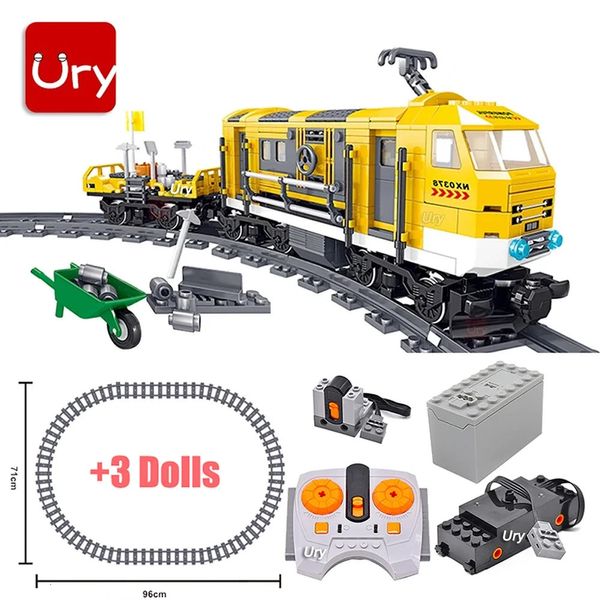 Ensemble de trains électriques techniques City Cargo Steam Railway Engineering Tracks Motor RC Car Building Blocs Toys for Kids Boys Cadeaux 240428