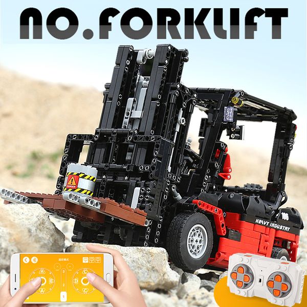 Técnico The Forklift Truck Building Blocks 13106 1719Pcs Serie APP RC Model Assembly Bricks Niños Educación Regalos de Navidad Juguetes de cumpleaños para niños