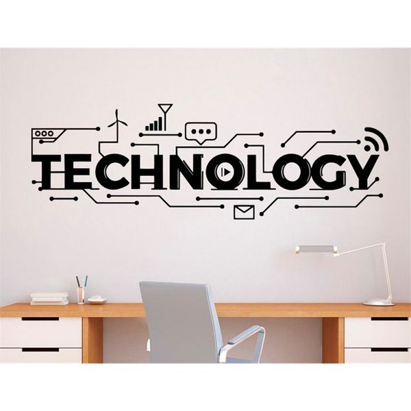 Technologie Lettrage Wall Decal Vinyle Autocollant Science Education School Art Design Salle de classe Décoration murale intérieure DIY 3R06 210705