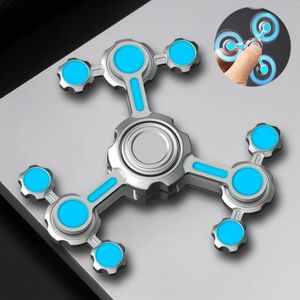 TECHNOLOGY SENSE CHAOS 3 Double Pendule Luminous Fidget Spinner Alloy Super Long Time Finger Stress Relief Toys for Adults Kids 240420