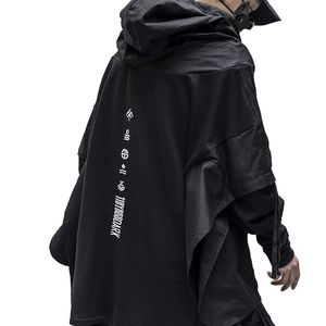 Techwear Sweat à capuche Hommes Noir Gothique Cosplay Japonais Streetwear Vêtements 211014