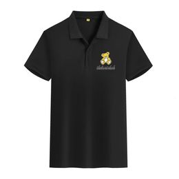 T-shirt Polo Polo imprimé minimaliste en peluche en peluche pour hommes 2024 Summer Collar décontracté à manches courtes courtes 240510
