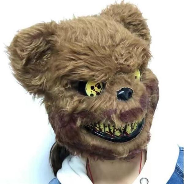 Masque d'ours en peluche en plastique, masques complets, jouet tueur effrayant pour adulte, Costume d'halloween maléfique, robe fantaisie, masque de fête 1976