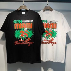 T-shirts 2024ss T-shirt en coton motif coloré High Street col rond 1:1 Couple haut ample à manches courtes