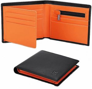 TEEHON Echte lederen portemonnee Men Slim RFID Pas -kaarthouder Coin Pocket ID Venster Minimalistische portefeuilles Y4OB#