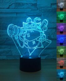 TEEMO KINDEREN 3D LAMP 7 Kleur LED Nachtlampen voor kinderen Touch LED USB TAK LAMPARA LAMPARE BABY SLAPEN NACHTLICHT1881316