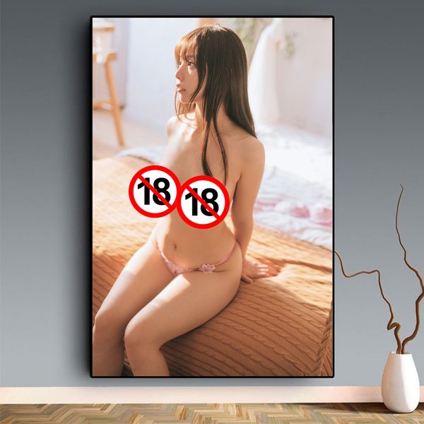 Adolescents étudiants asiatiques uniformes lingerie japonaise petite fille nue art nue affiches mures et imprimés toile peinture décor de salle à domicile