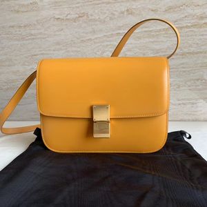 Teen Classic Flap Bag In Box Polished Calfskin Leather Luxury Handtas Office Weekender Tassen voor vrouwen Wallet Clutch 24 cm ijdelheid doos