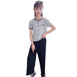 Teen Girls Vêtements Lettre Tshirt + Pantalon Vêtements Tenue d'été Style décontracté Enfants 6 8 10 12 14 210528