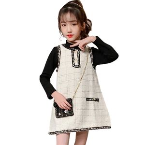 Adolescentes Vêtements À Carreaux Motif Vêtements Pour Gilet + T-shirt Enfants Fille Printemps Automne Enfants Survêtement 210527