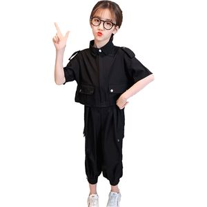 Tiener meisjes sport kleding effen kleur trainingspakken voor t-shirt + lading broek tiener kleding zomer kinderen Tra 210527