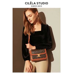 Teen triomphes Sac de créateur en cuir de luxe Shirena Tofu Sac Triumphal Arch Femme Noir Or Petit Carré 2024 Automne / Hiver Nouveau Bandoulière À Épaule Unique