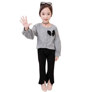 Tiener Kinderen Kleding Boogpak voor Meisjes Blouse + Broek Outfits Boot Cut Childrens Clothing 6 8 10 12 14 210528