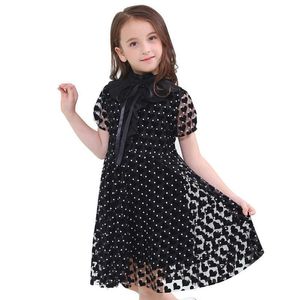Adolescentes Robes noires Mode Été Enfants Robe à manches courtes 6 8 10 12 14 16 ans Costume pour enfants pour fille Vêtements Q0716