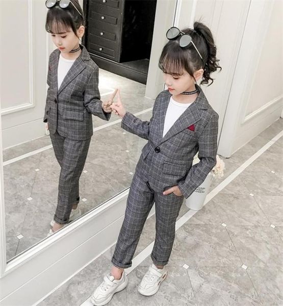 Teenage Girls Clothing Set Automn Plaid Suit pour filles Jactules Pantal