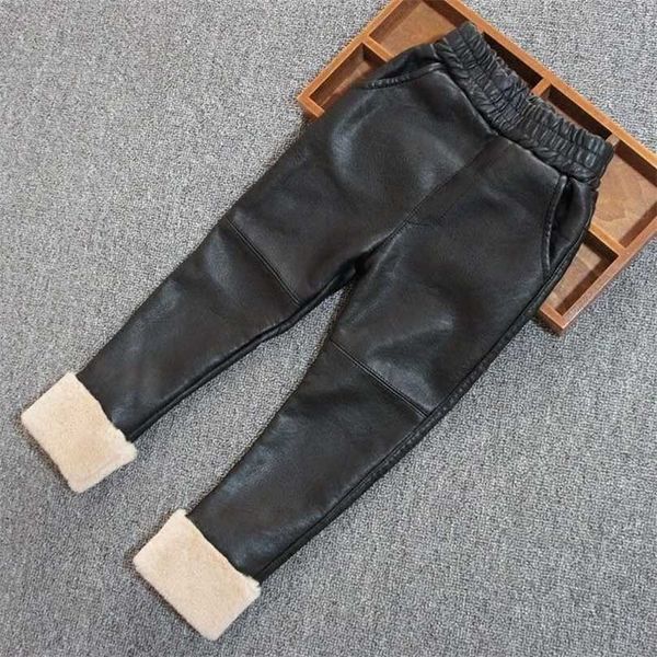 adolescentes Leggings Hiver Enfants Épais fille Pantalon Enfants Chaud Pantalon Faux PU Cuir Legging Mince Pantalon 3-12y 211103