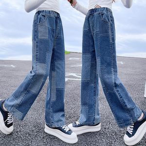Adolescentes Pantalons Jeans 2022 Printemps Automne Casual Mode Lâche Bleu Enfants Jambe Large Pantalon École Enfants Pantalon 4 6 8 10 12 14 Ans 20220924 E3
