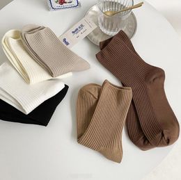Teenage Kids Socks Solid Color Design Girl vrouwen 100% katoenen sok voor winterveer